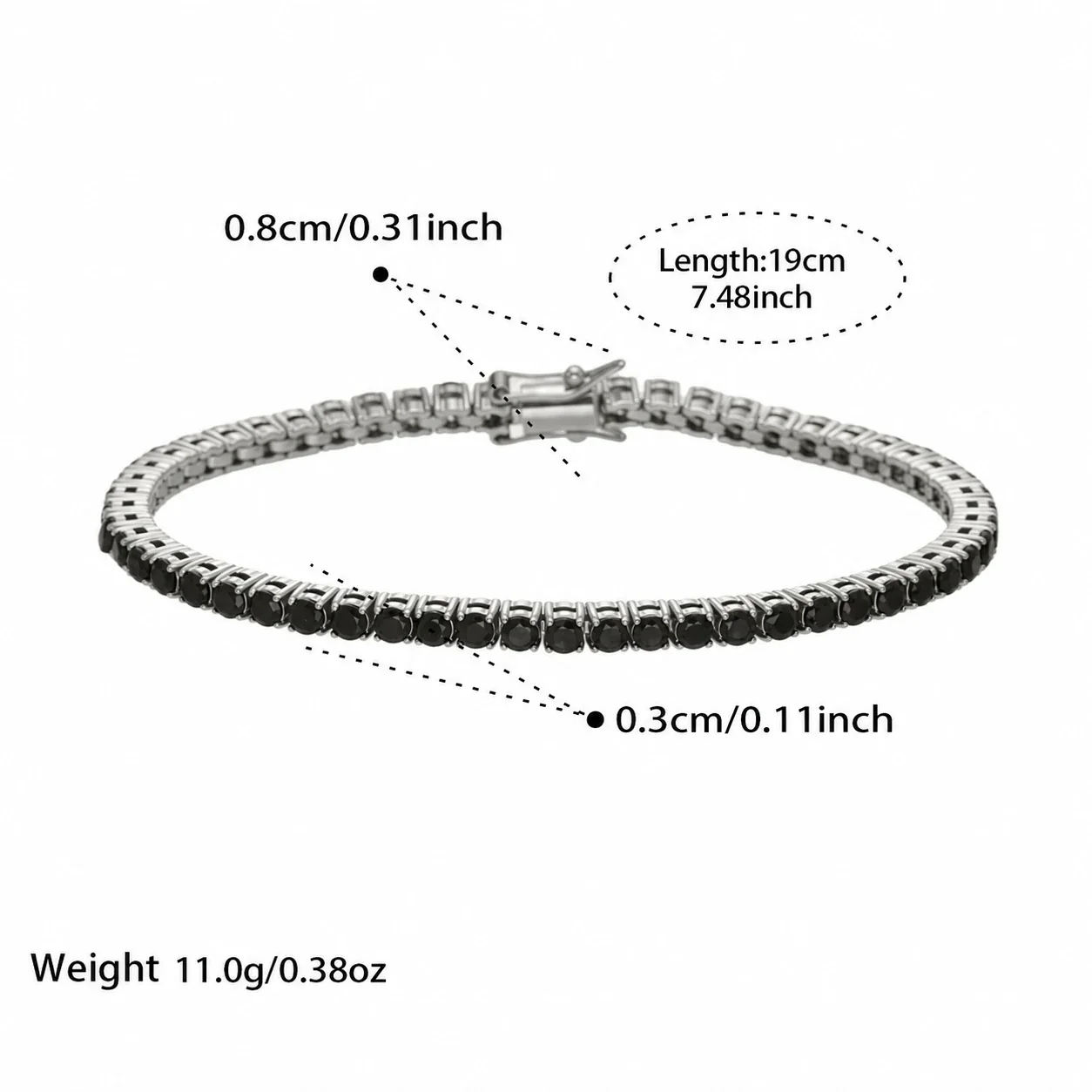 Produktfoto: Tennisarmband mit rundem Zirkonia aus Edelstahl 316