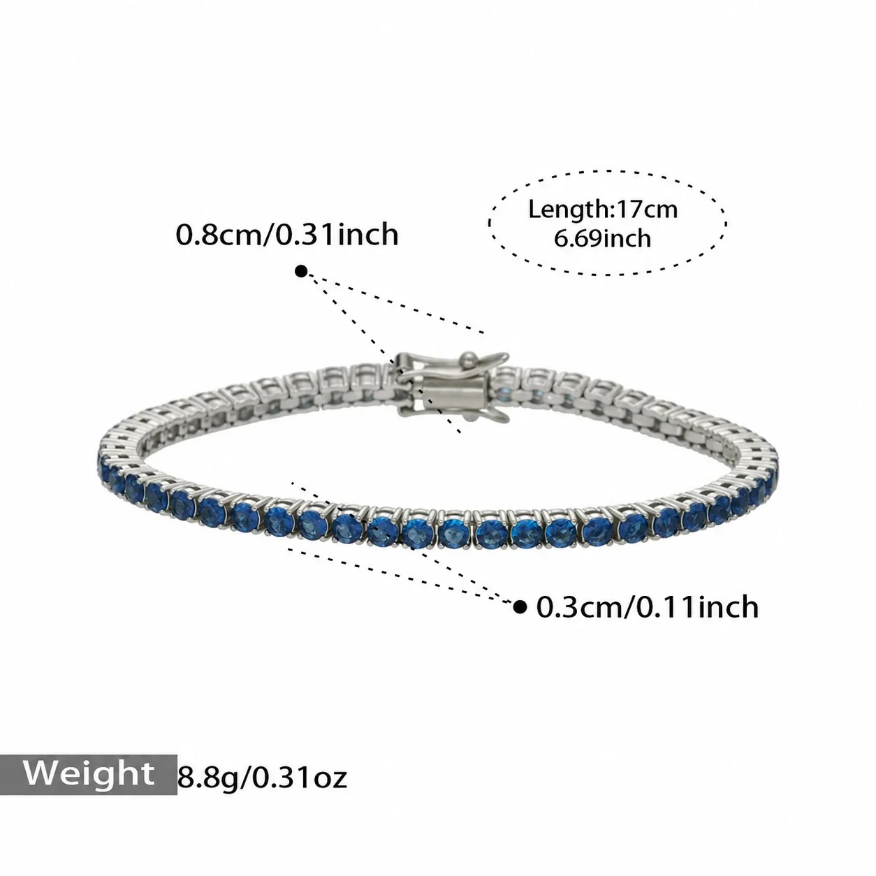 Produktfoto: Tennisarmband mit rundem Zirkonia aus Edelstahl 316