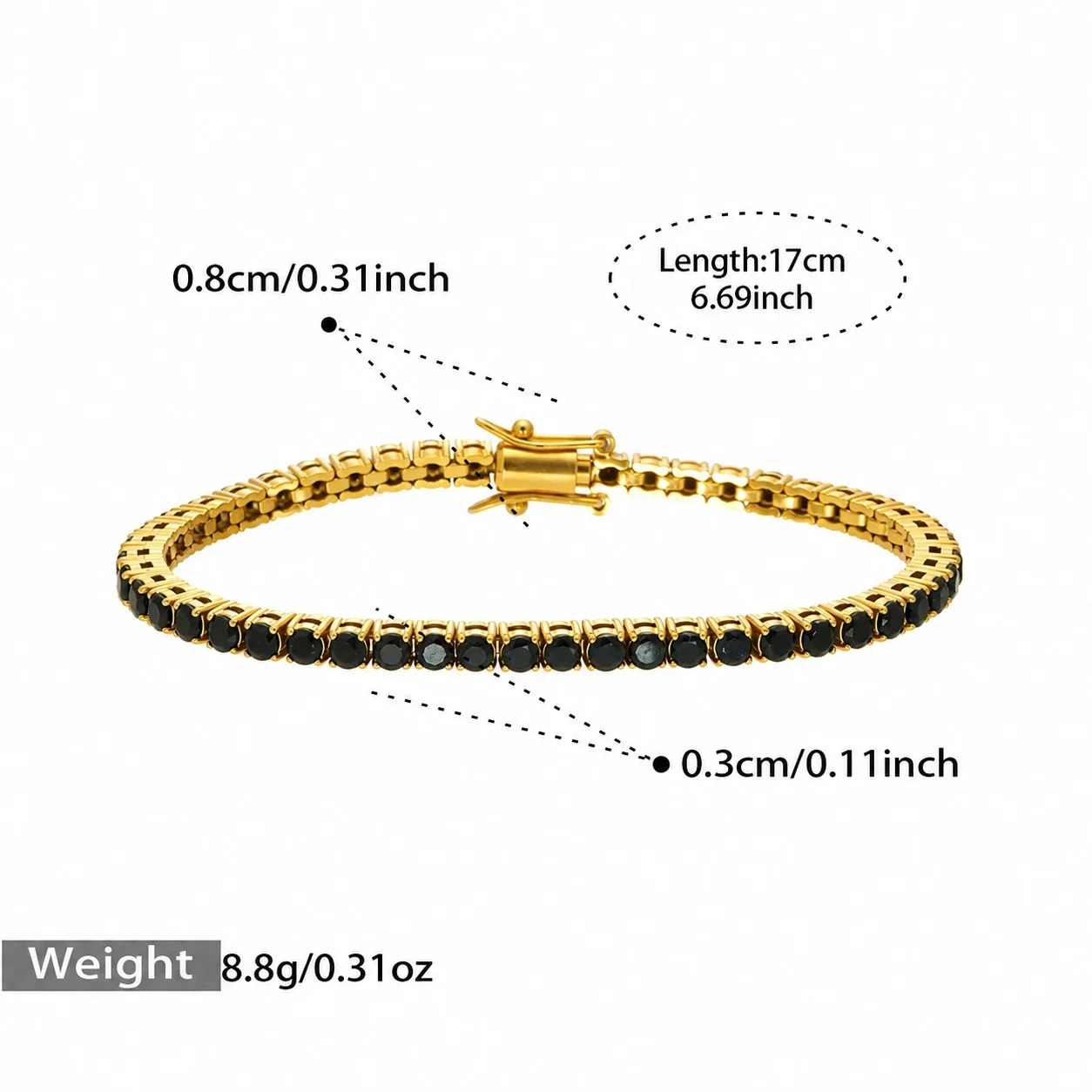 Produktfoto: Tennisarmband mit rundem Zirkonia aus Edelstahl 316