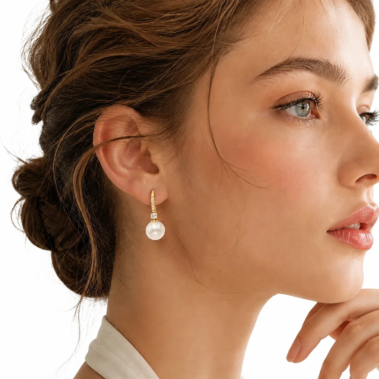 Elegant 18K Gold-Plated Pearl Drop CZ Hook Earrings