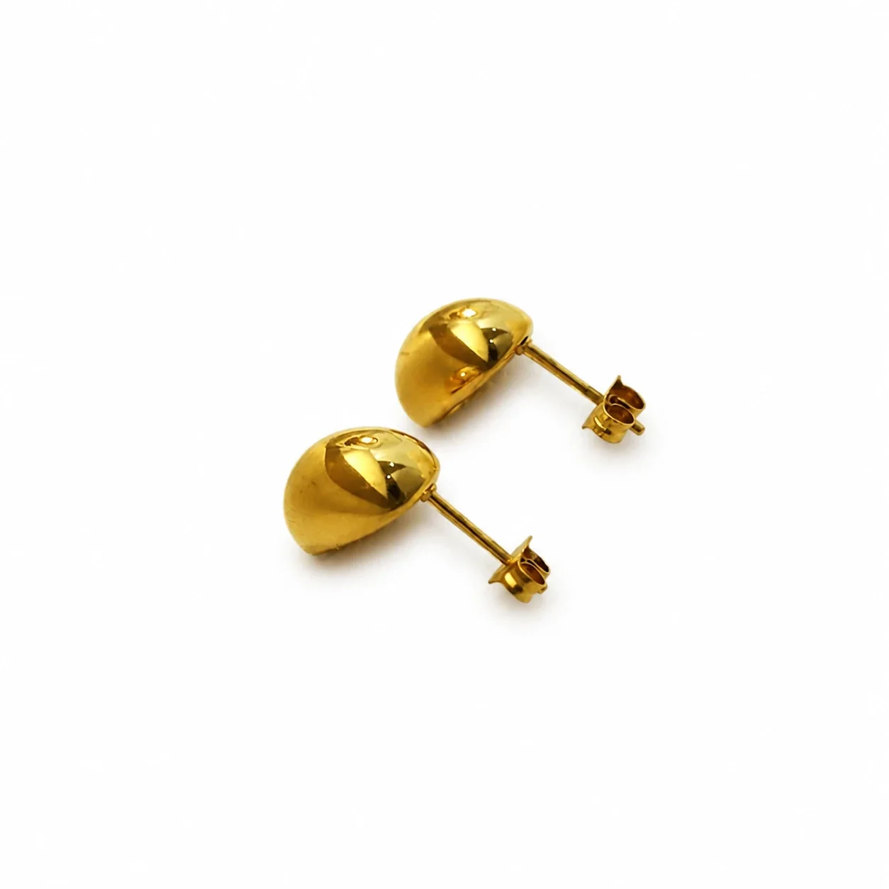 Polished Gold-Plated 316 Stainless Steel Oval Dome Stud Earrings
