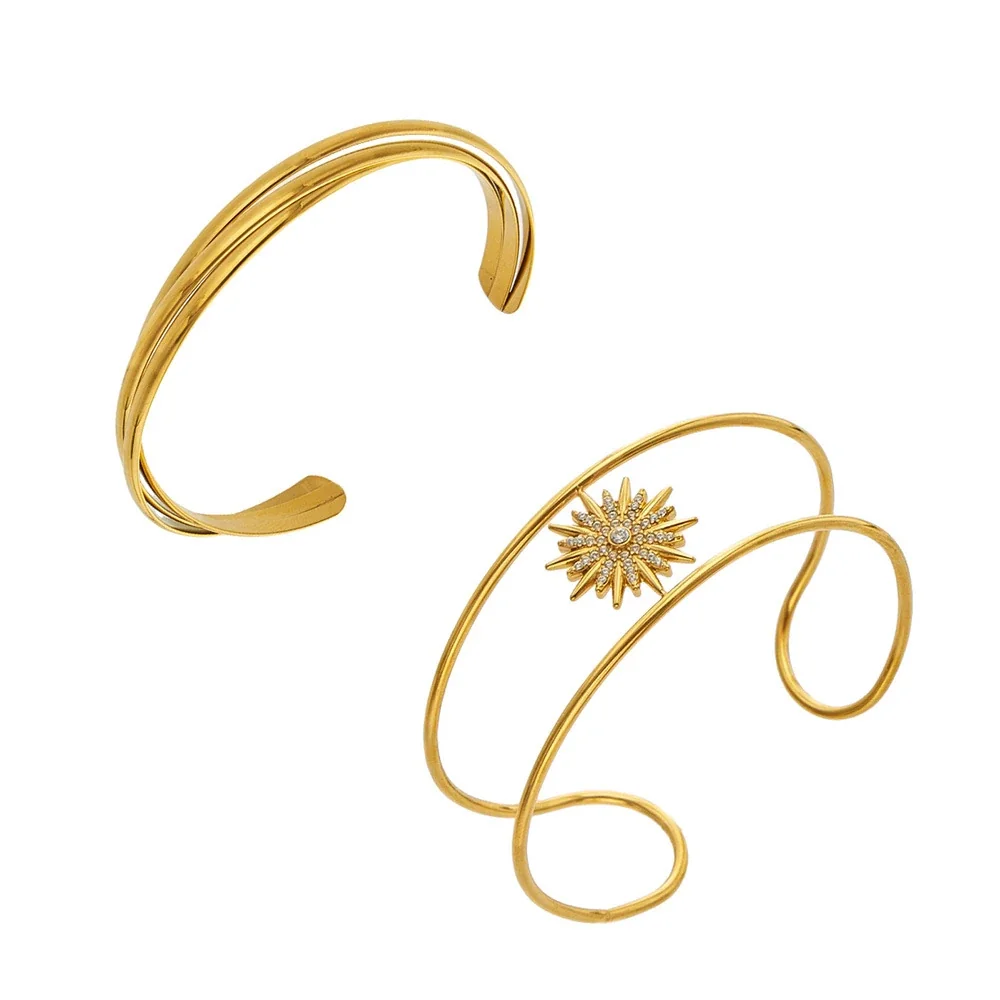 Radiant Sunburst 316L Stainless Steel Triple-Wire Cuff
