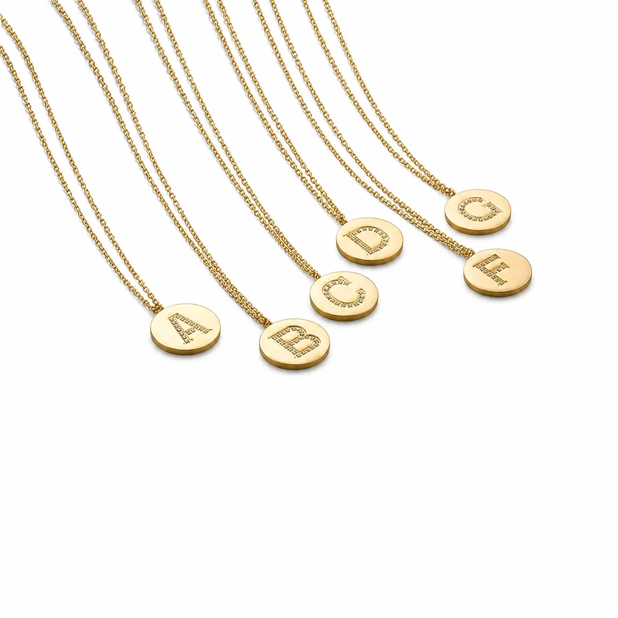 Polished 316 Stainless Steel Pavé Initial Necklace