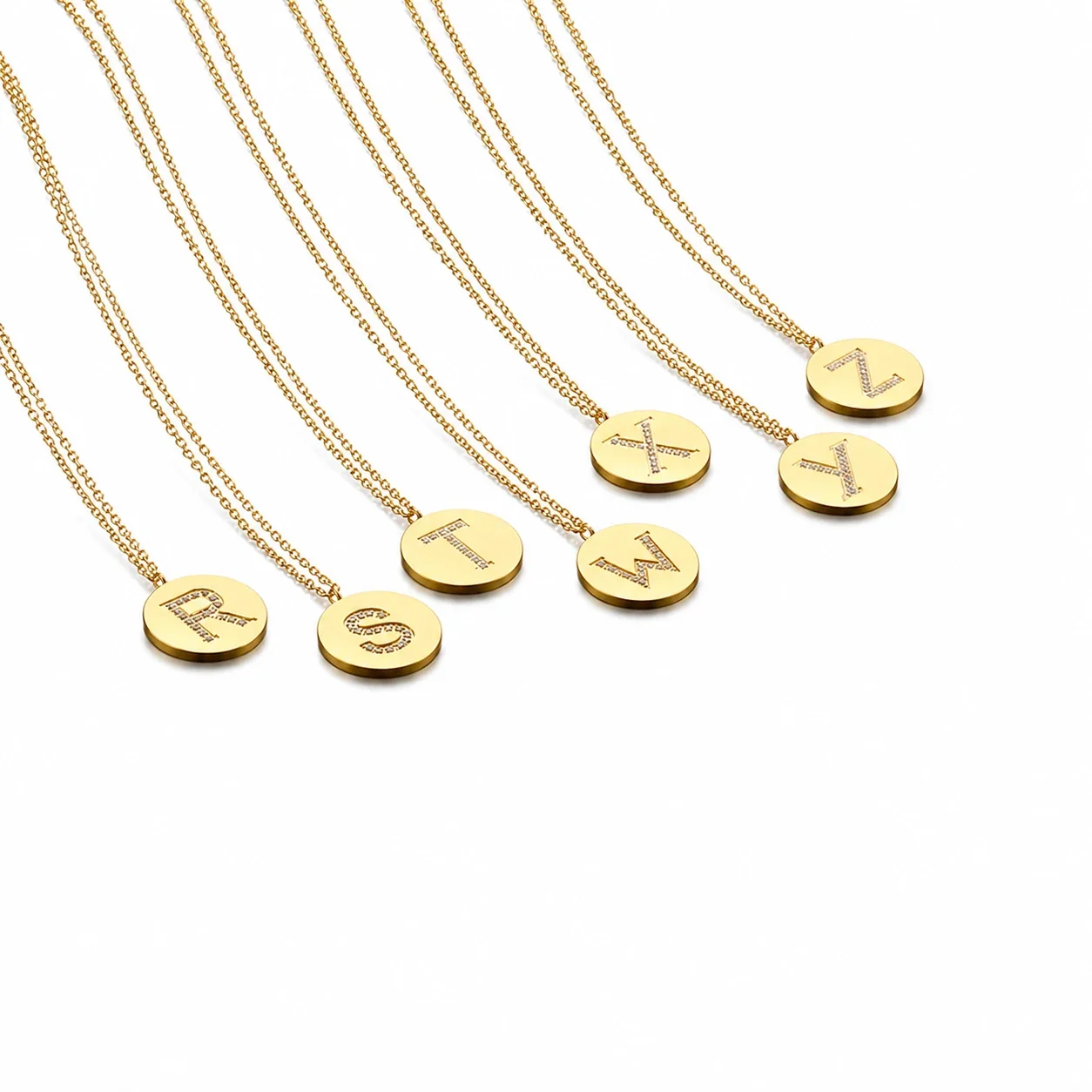 Polished 316 Stainless Steel Pavé Initial Necklace