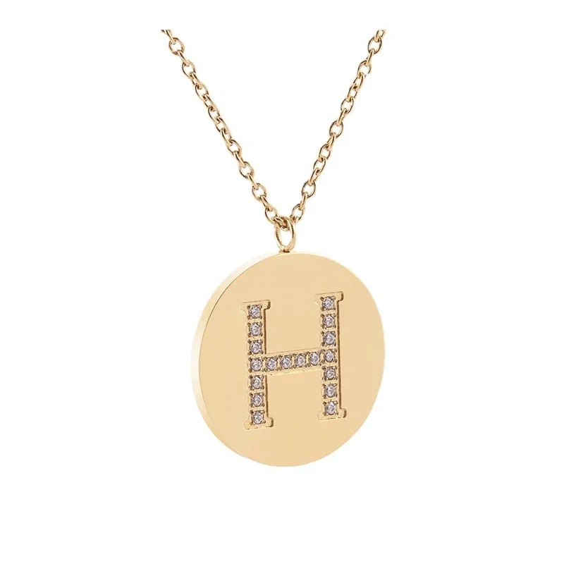 Polished 316 Stainless Steel Pavé Initial Necklace
