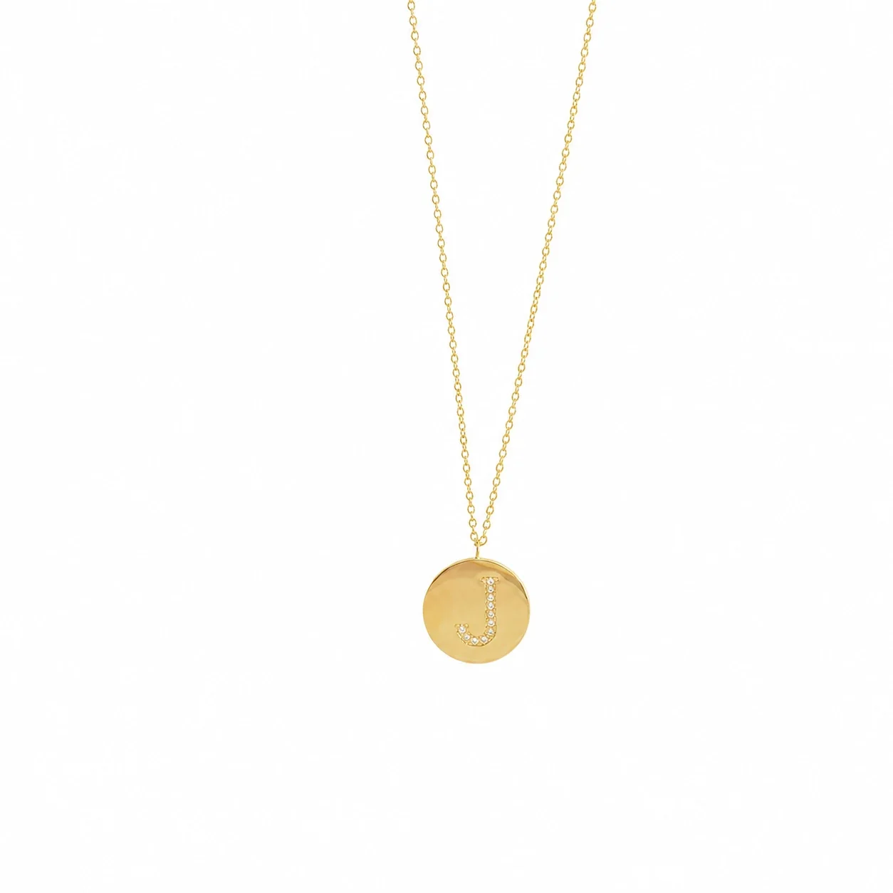 Polished 316 Stainless Steel Pavé Initial Necklace - Letter J