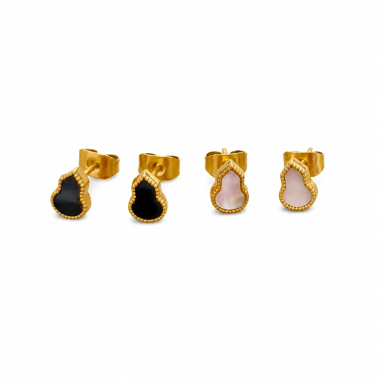 Petite Gold-Plated Gourd Beaded Enamel Stud Earrings