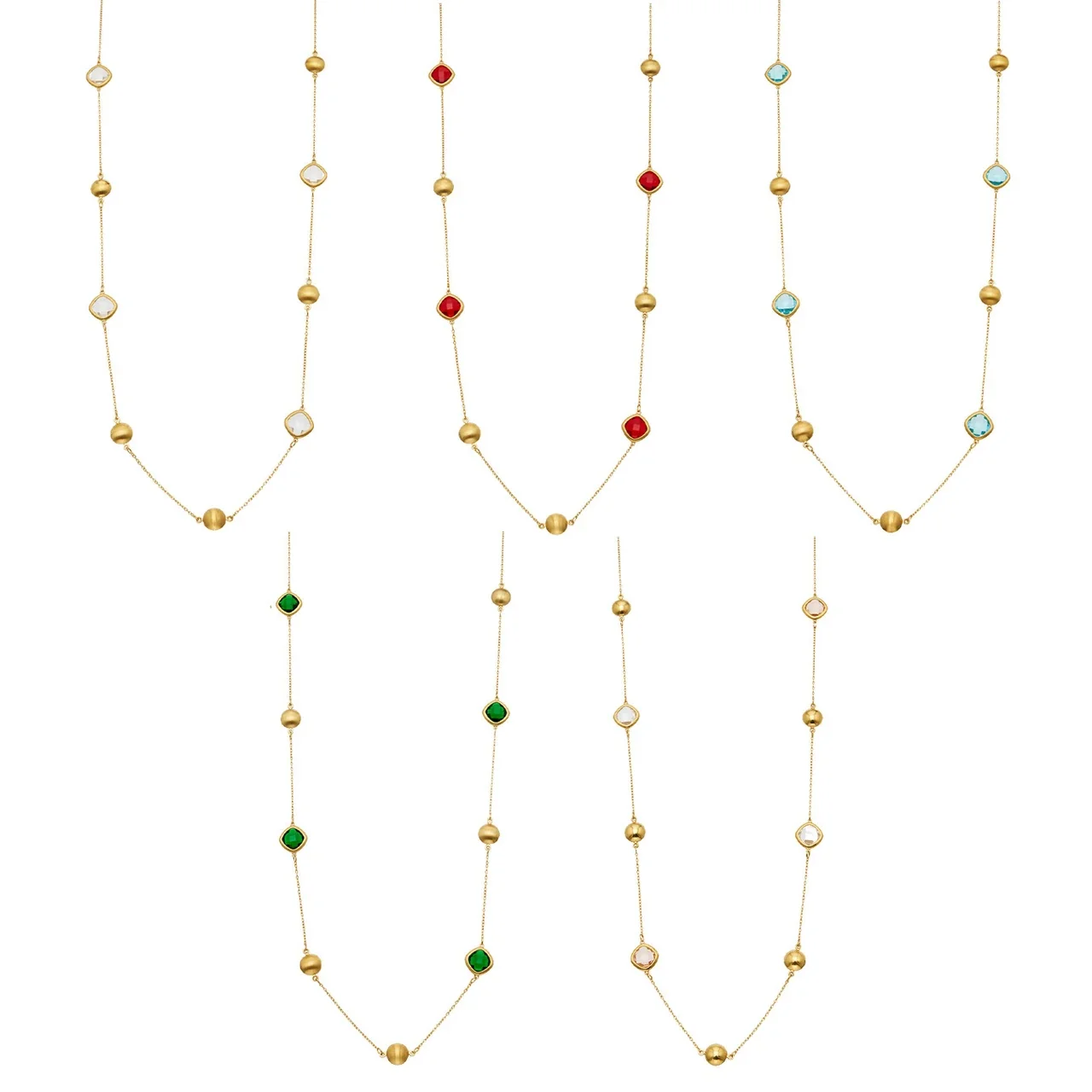 Bezel Crystal Ball 18K Gold PVD 316L Stainless Steel Necklace