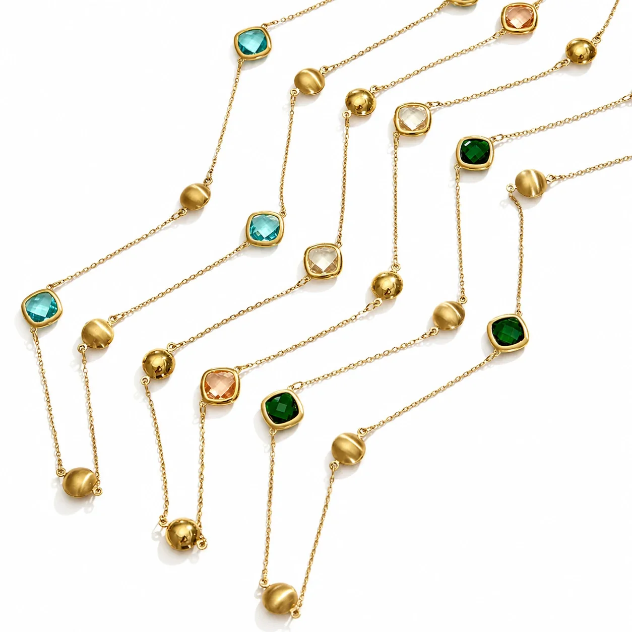 Bezel Crystal Ball 18K Gold-Plated 316L Necklace