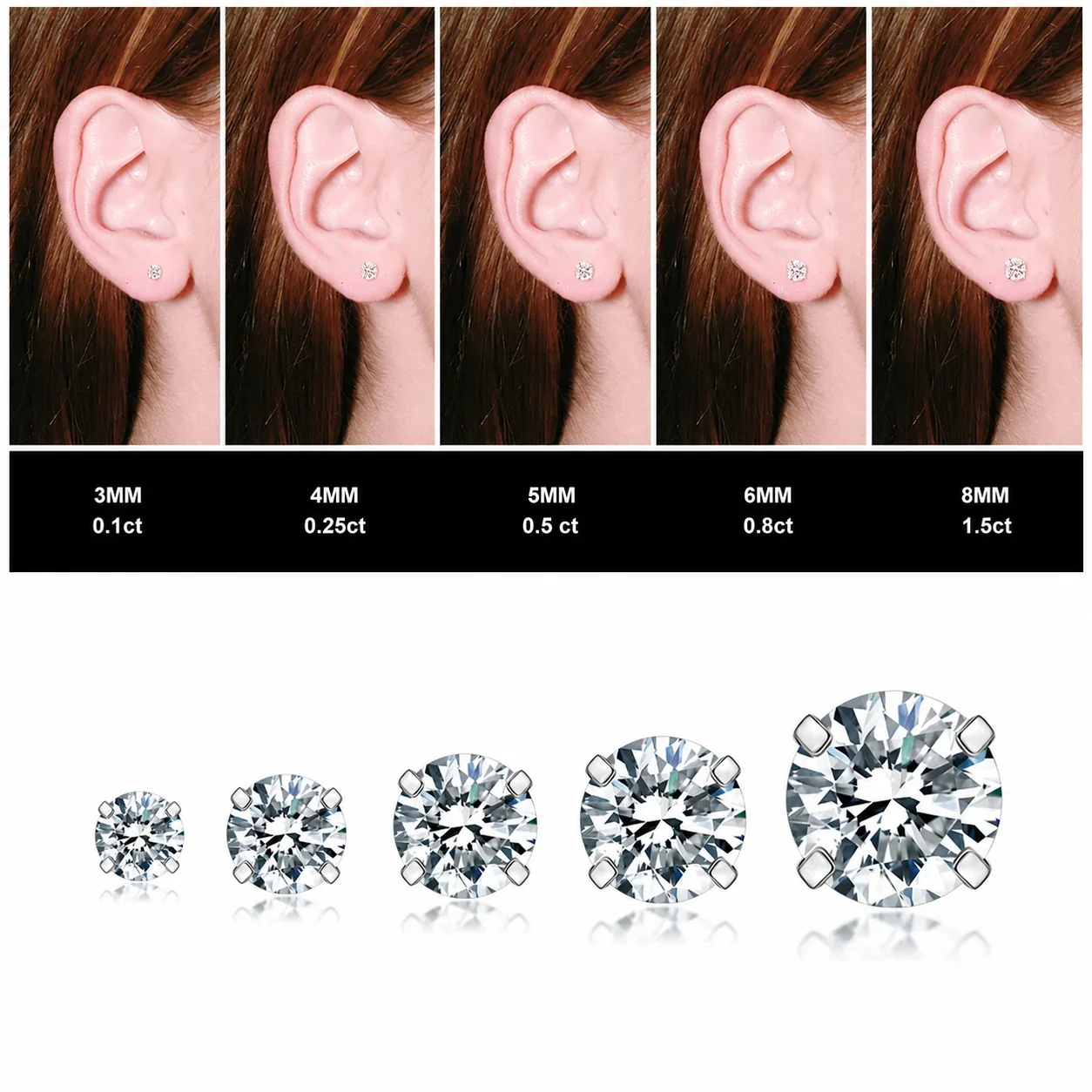 Polished 316 Stainless Round CZ Stud Earrings