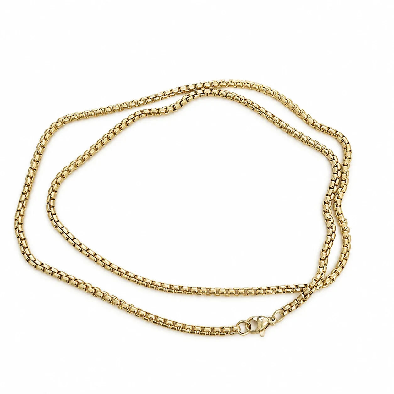 Box Chain Necklace with Lobster Clasp, Stainless Steel