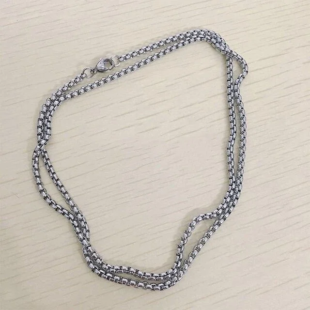 Box Chain Necklace with Lobster Clasp, Stainless Steel