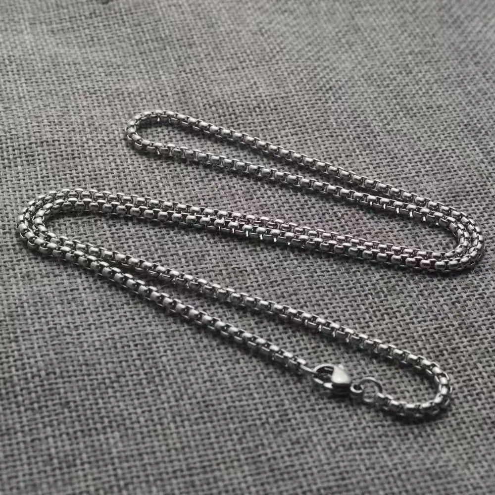 Box Chain Necklace with Lobster Clasp, Stainless Steel