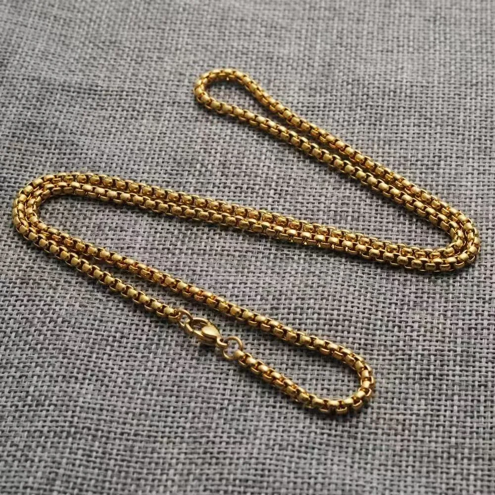 Box Chain Necklace with Lobster Clasp, Stainless Steel