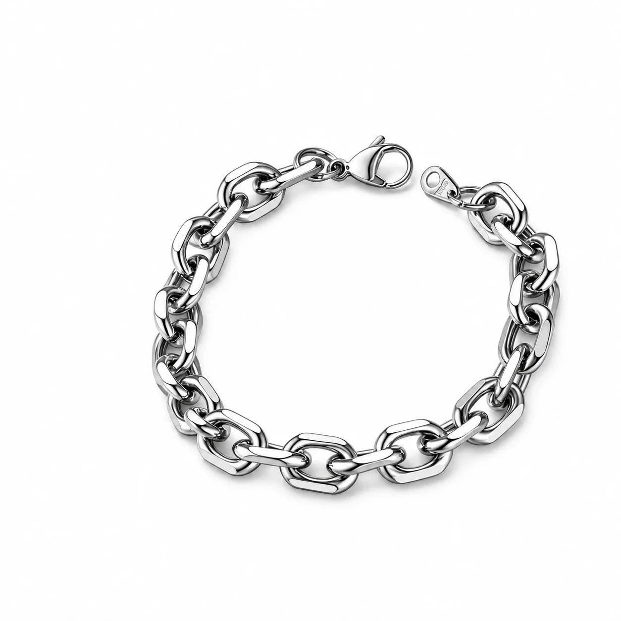 Chain Bracelet, Polished Oval Links, Stainless Steel