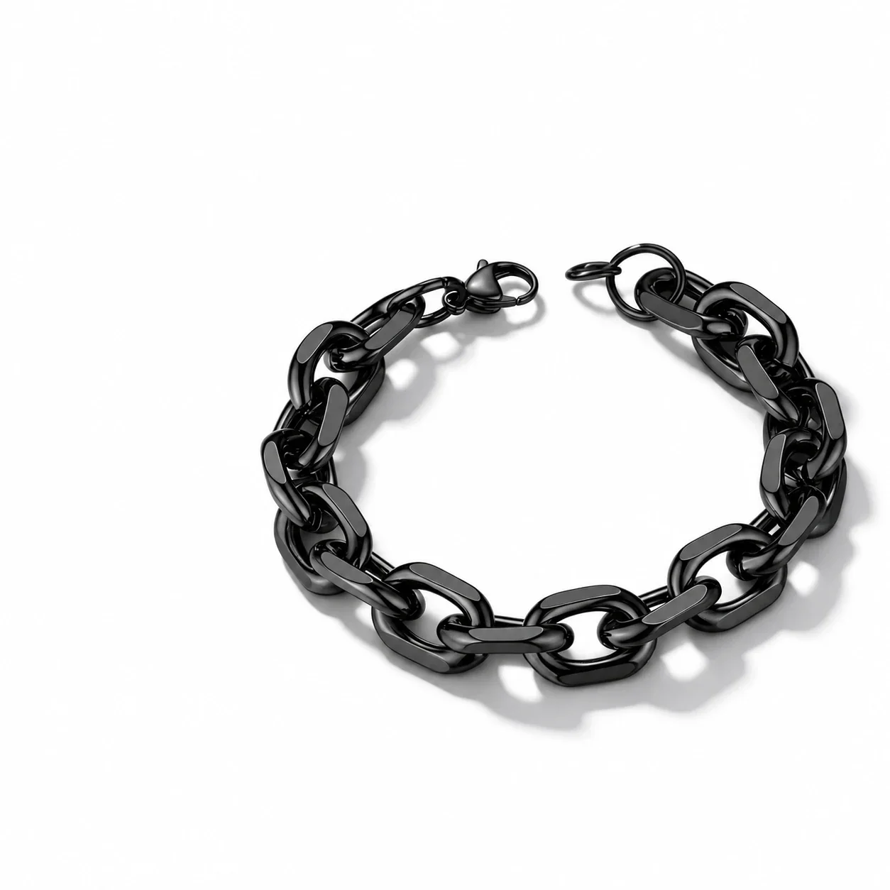 Chain Bracelet, Polished Oval Links, Stainless Steel