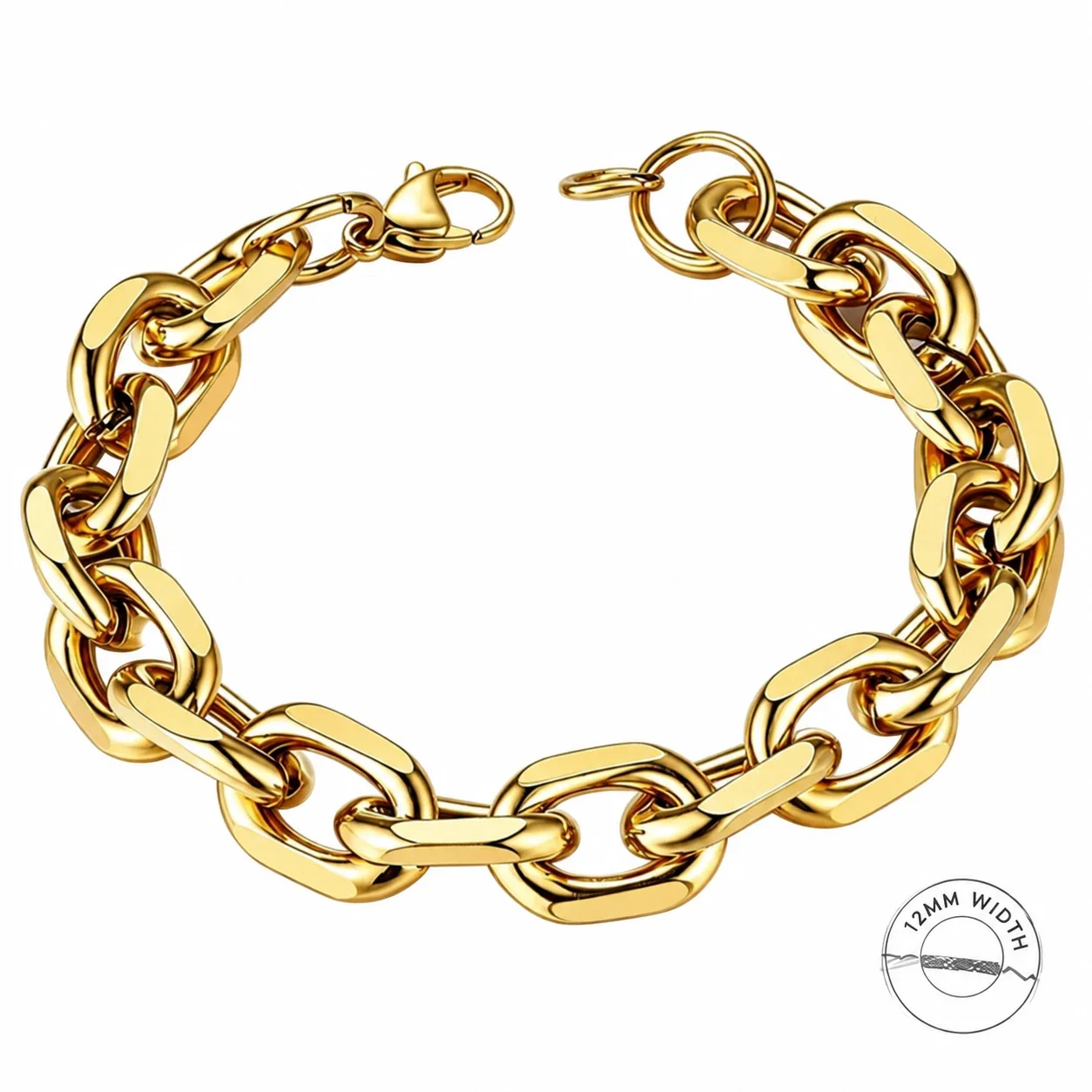 Chain Bracelet, Polished Oval Links, Stainless Steel