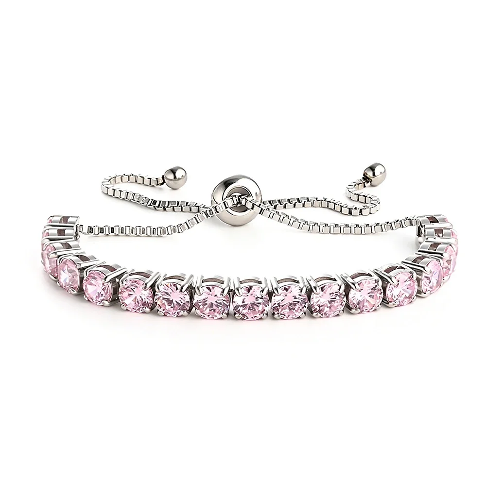 Radiant 316 Stainless Steel 5mm CZ Tennis Bracelet - Silver Pink CZ