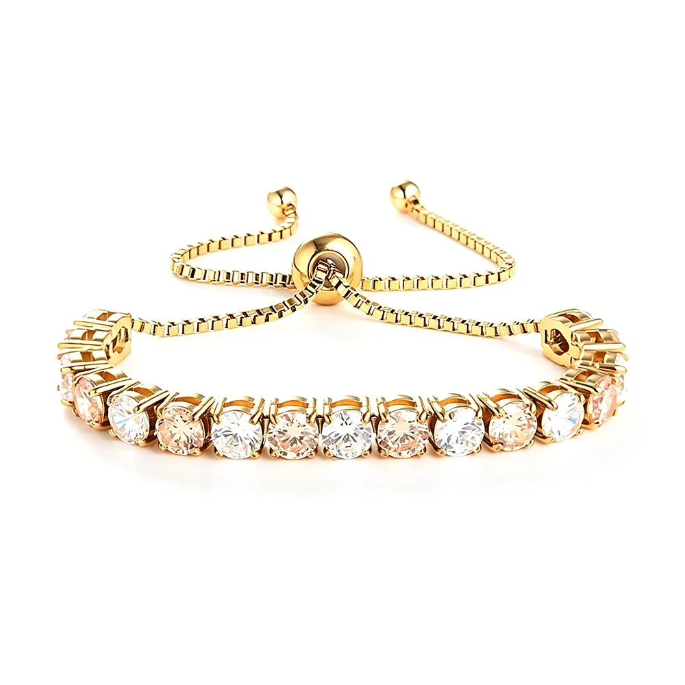 Radiant 316 Stainless Steel 5mm CZ Tennis Bracelet - Gold Champagne-Clear CZ