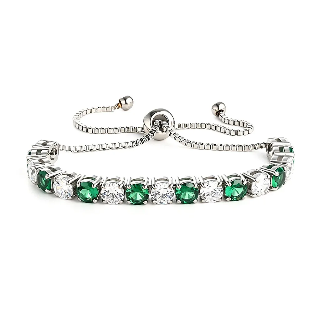 Radiant 316 Stainless Steel 5mm CZ Tennis Bracelet - Silver Green-Clear CZ