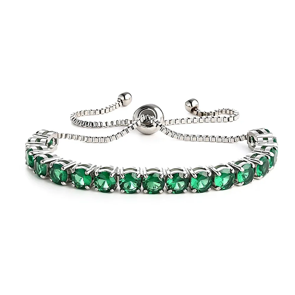 Radiant 316 Stainless Steel 5mm CZ Tennis Bracelet - Silver Green CZ