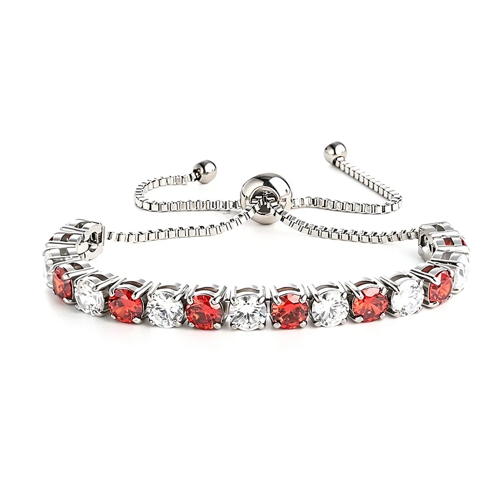 Radiant 316 Stainless Steel 5mm CZ Tennis Bracelet - Silver Red-Clear CZ