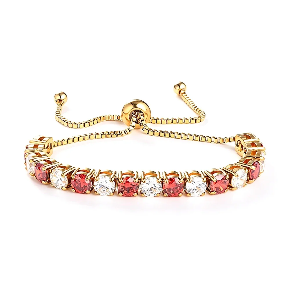 Radiant 316 Stainless Steel 5mm CZ Tennis Bracelet - Gold Red-Clear CZ