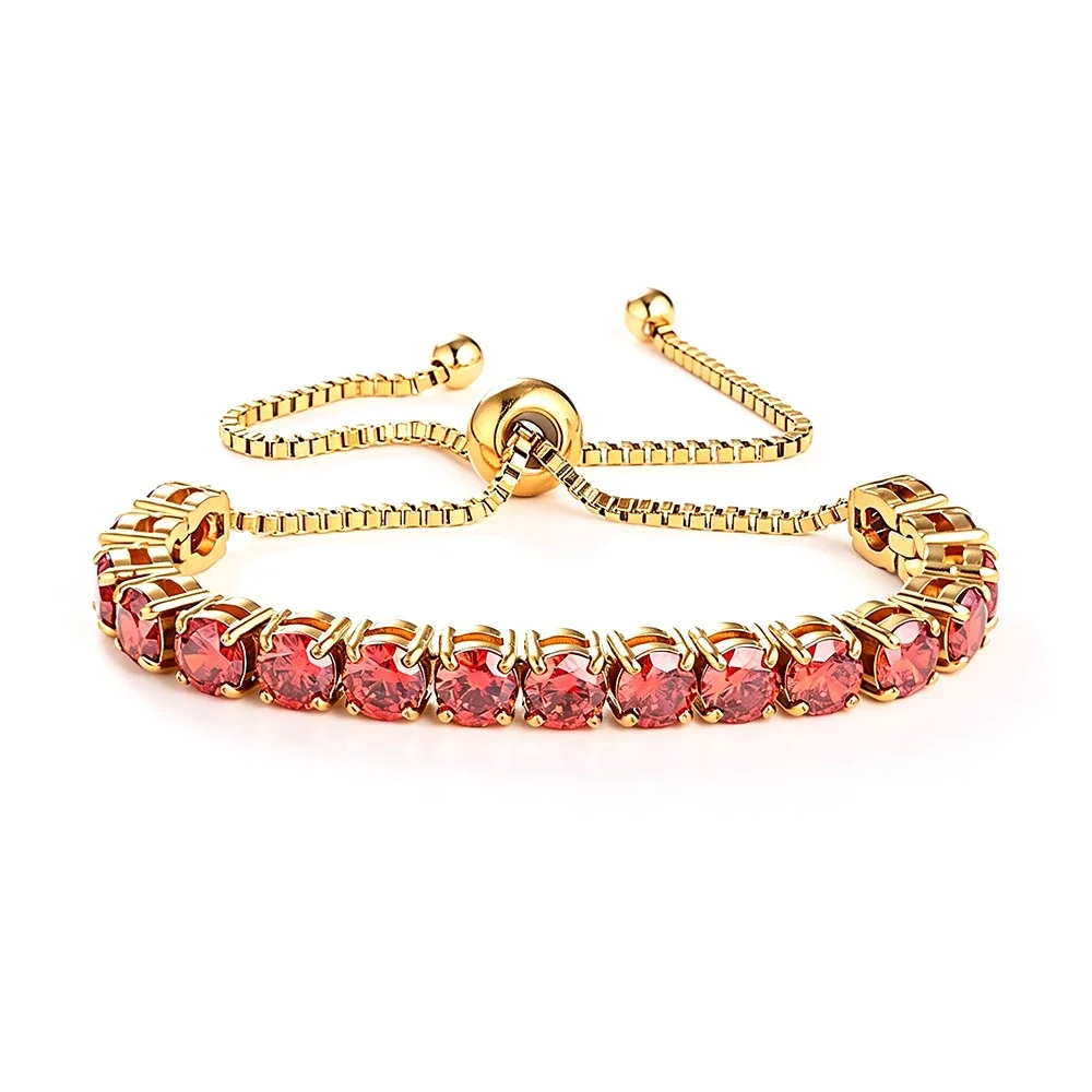 Radiant 316 Stainless Steel 5mm CZ Tennis Bracelet - Gold Red CZ