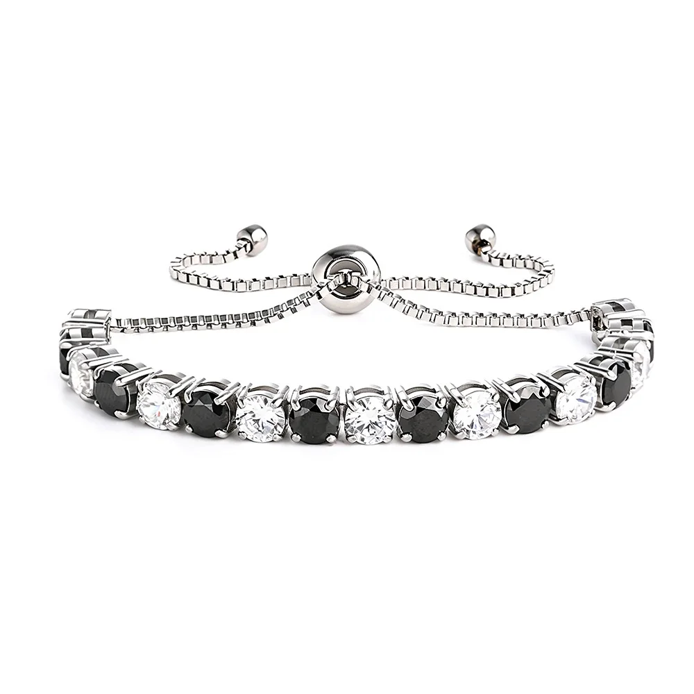 Radiant 316 Stainless Steel 5mm CZ Tennis Bracelet - Silver Clear-Black CZ