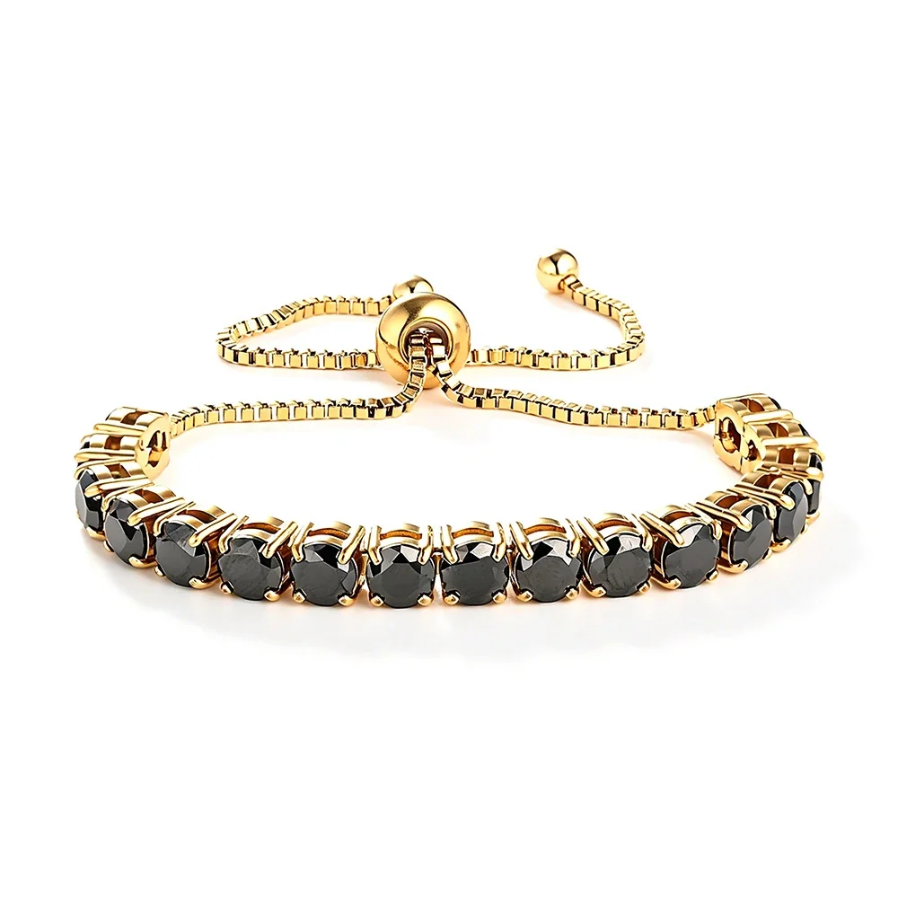Radiant 316 Stainless Steel 5mm CZ Tennis Bracelet - Gold Black CZ