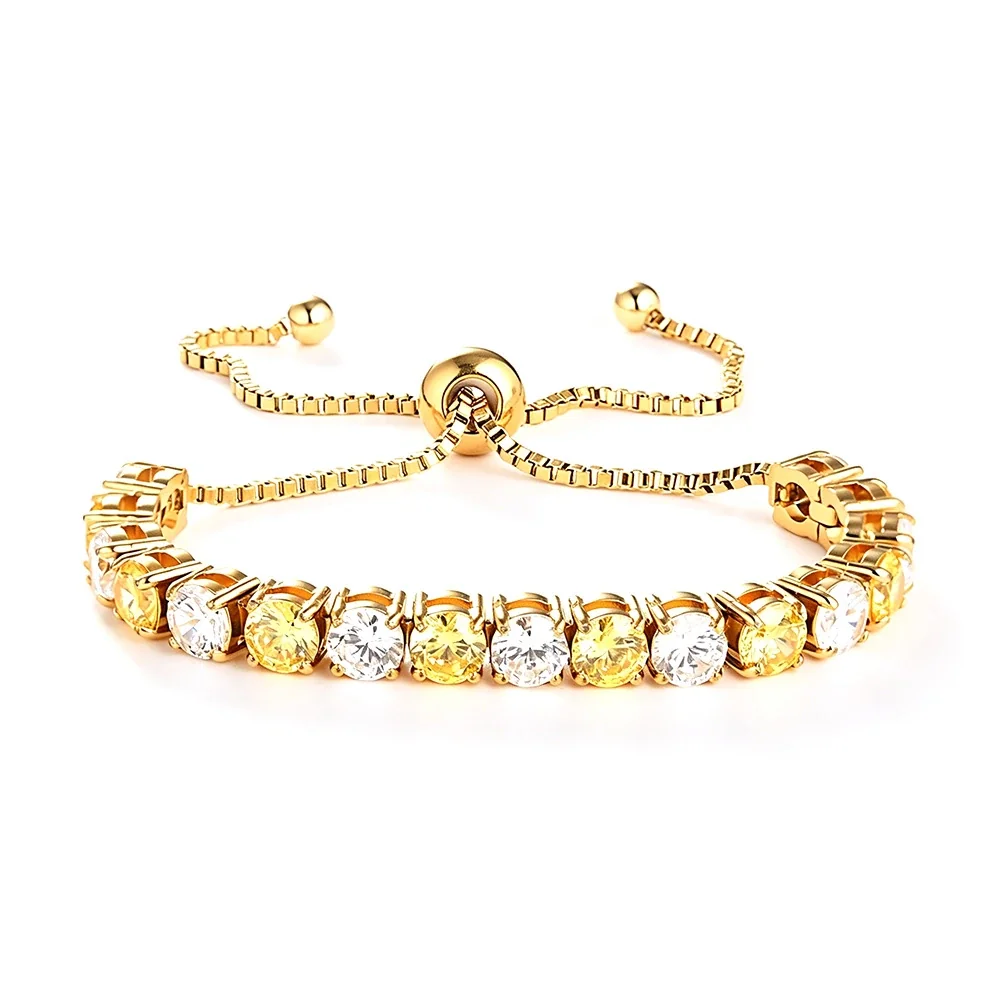 Radiant 316 Stainless Steel 5mm CZ Tennis Bracelet - Gold Yellow-Clear CZ