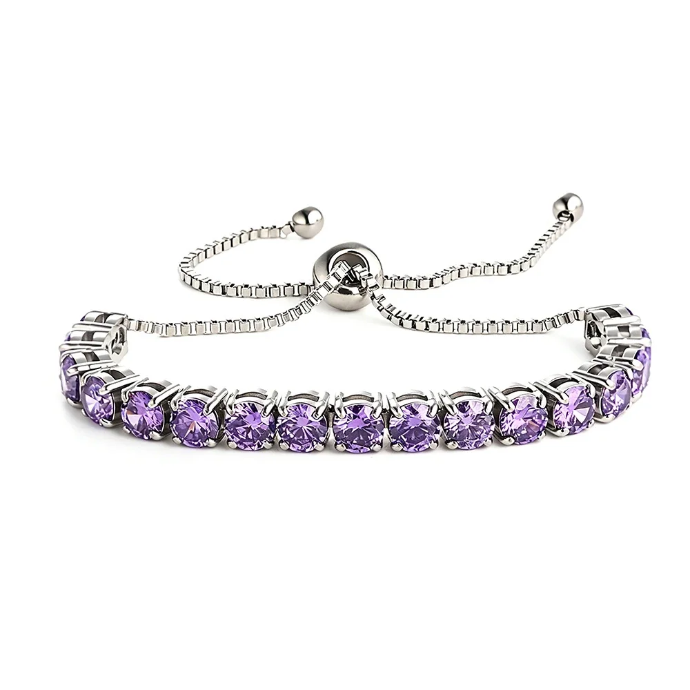 Radiant 316 Stainless Steel 5mm CZ Tennis Bracelet - Silver Purple CZ
