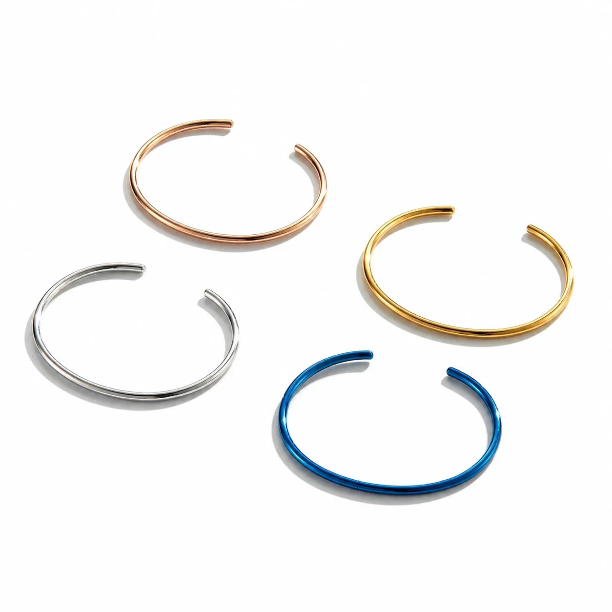 Minimal Stainless Steel Open C Wire Cuff Bracelet