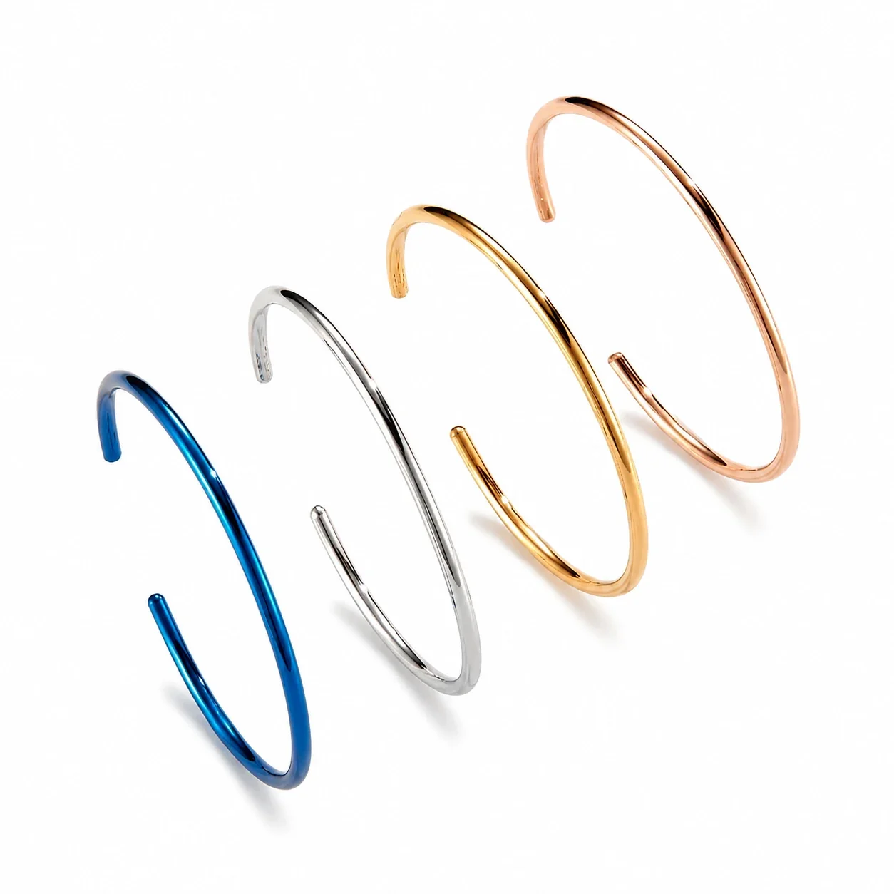 Minimal Stainless Steel Open C Wire Cuff Bracelet