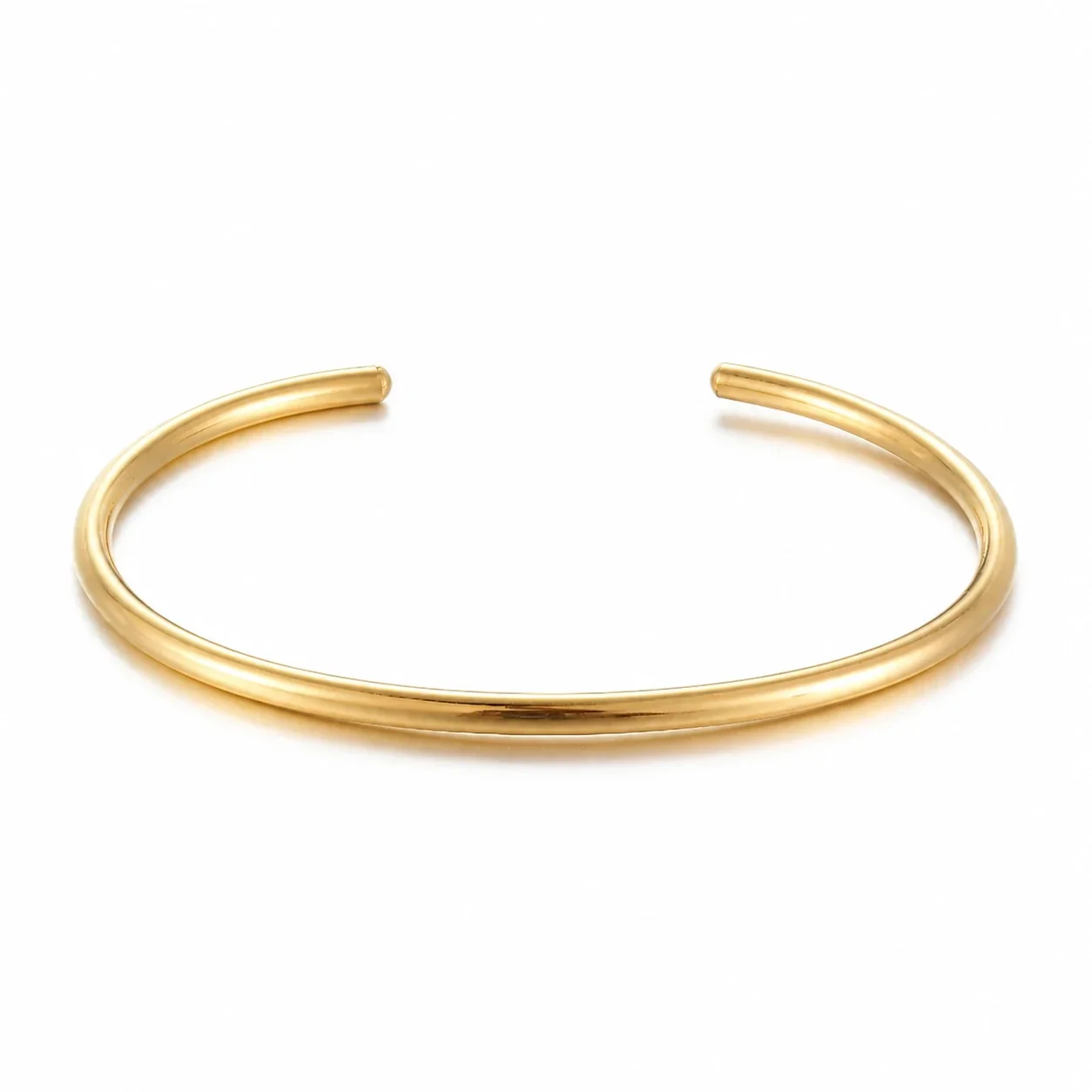 Minimal Stainless Steel Open C Wire Cuff Bracelet - Gold