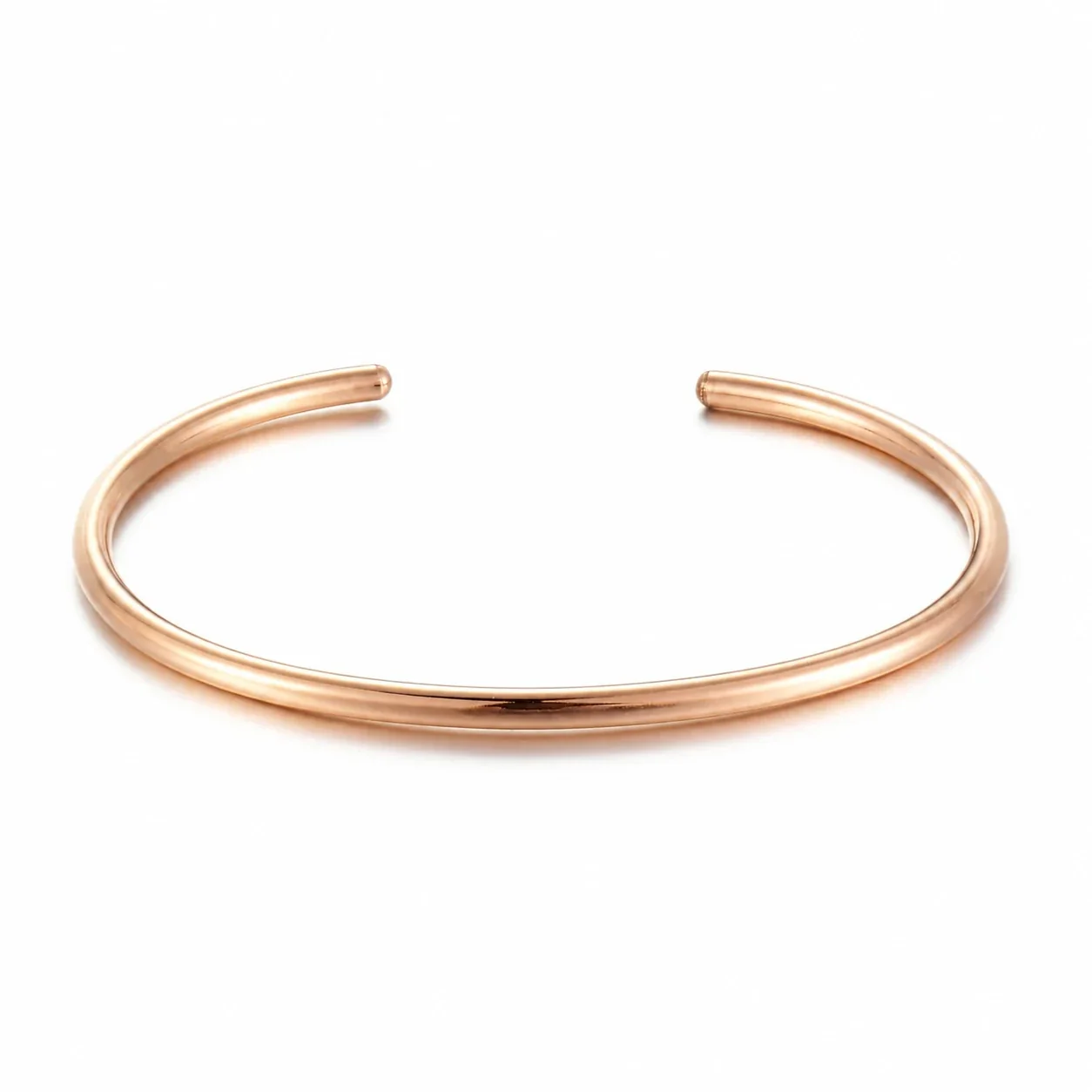 Minimal Stainless Steel Open C Wire Cuff Bracelet - Rose Gold