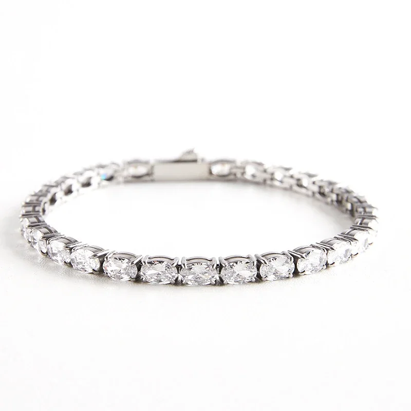Polished 316 Stainless Oval CZ Tennis Bracelet