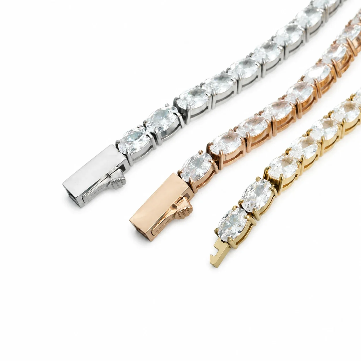 Polished 316 Stainless Oval CZ Tennis Bracelet