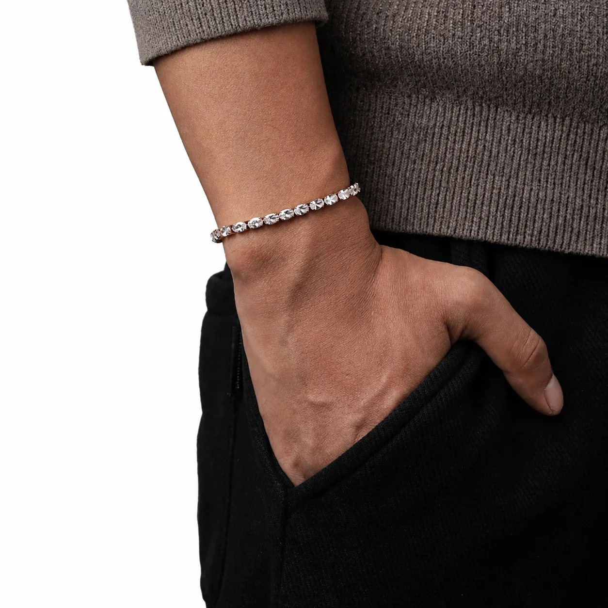 Polished 316 Stainless Oval CZ Tennis Bracelet