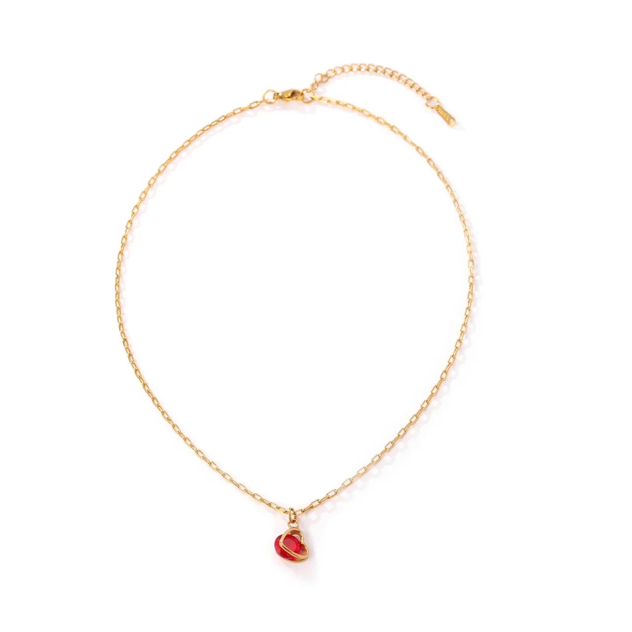 Colar Coração de Cristal, Aço Inoxidável 316 Banhado a Ouro 18K
