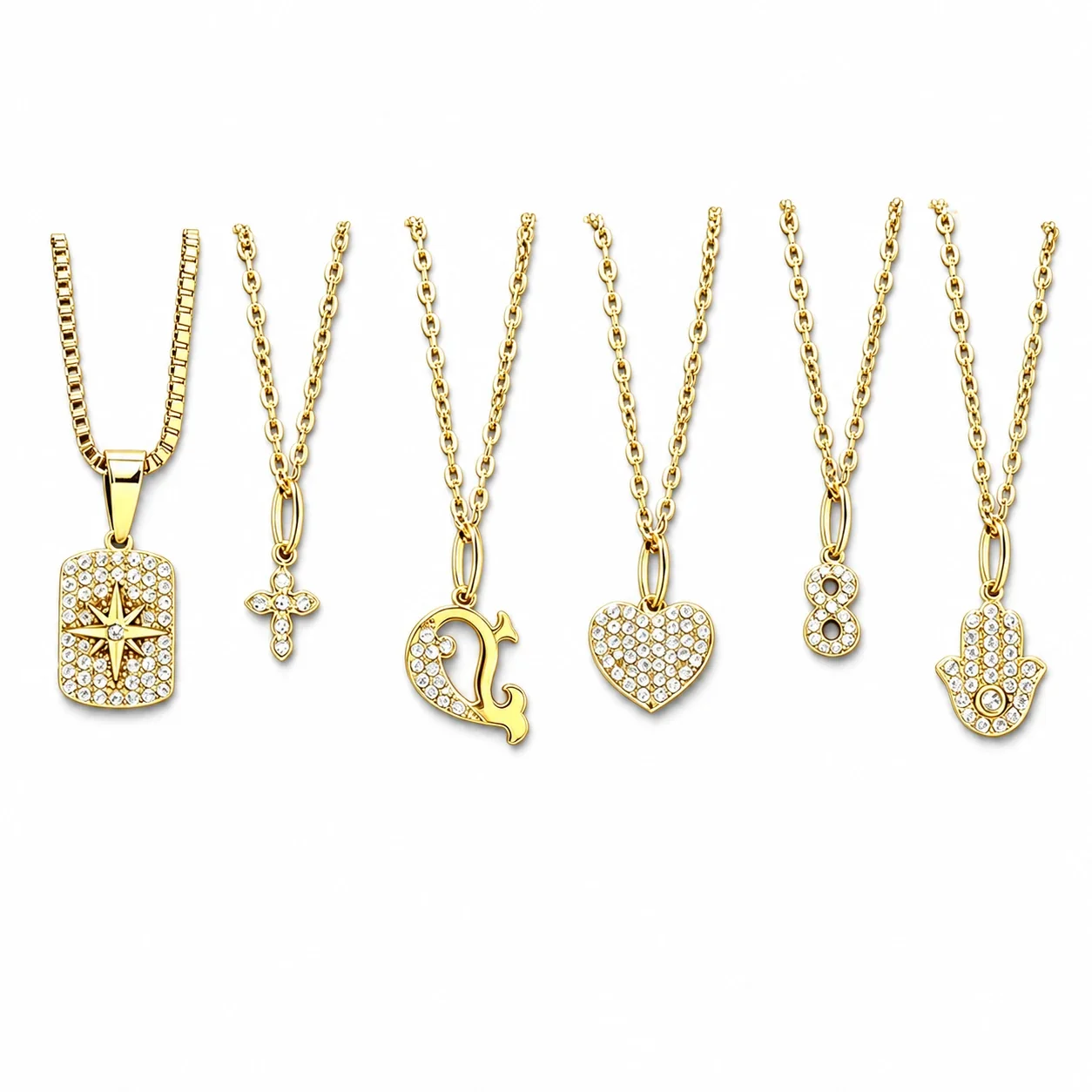 Ornate 316 Stainless Steel Pavé Key Pendant Necklace