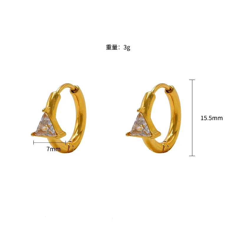 Radiant 18K Gold-Plated Heart CZ 316 Stainless Steel Hoop Earrings - Gold Heart CZ
