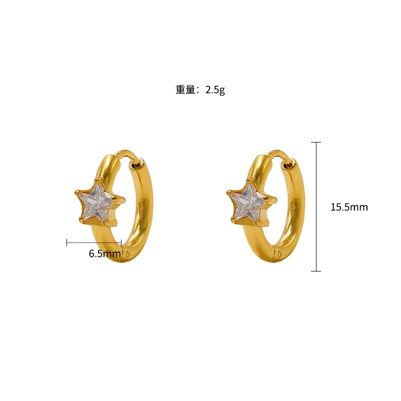 Radiant 18K Gold-Plated Heart CZ 316 Stainless Steel Hoop Earrings - Gold Baguette CZ