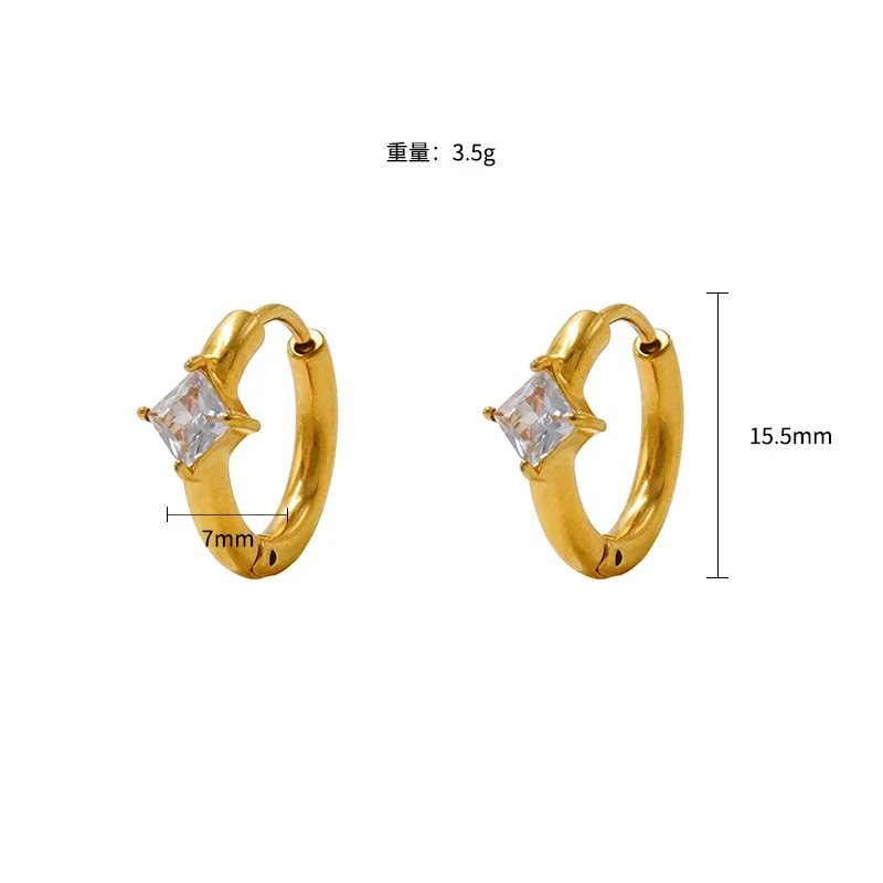 Radiant 18K Gold-Plated Heart CZ 316 Stainless Steel Hoop Earrings - Silver Baguette CZ