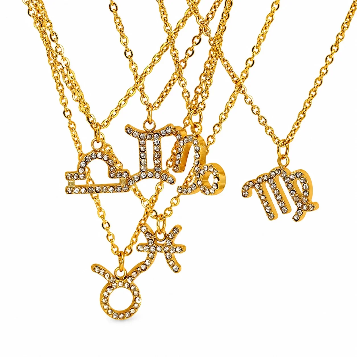 Celestial 18K Gold-Plated Pavé Zodiac Pendant Necklace