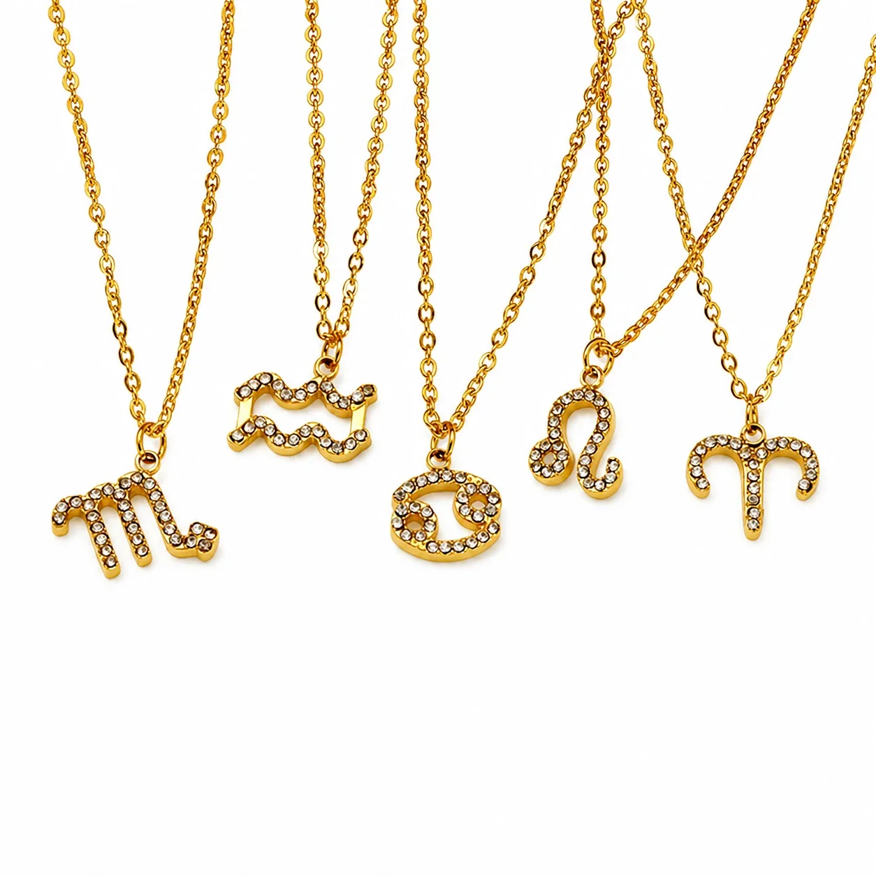 Celestial 18K Gold-Plated Pavé Zodiac Pendant Necklace