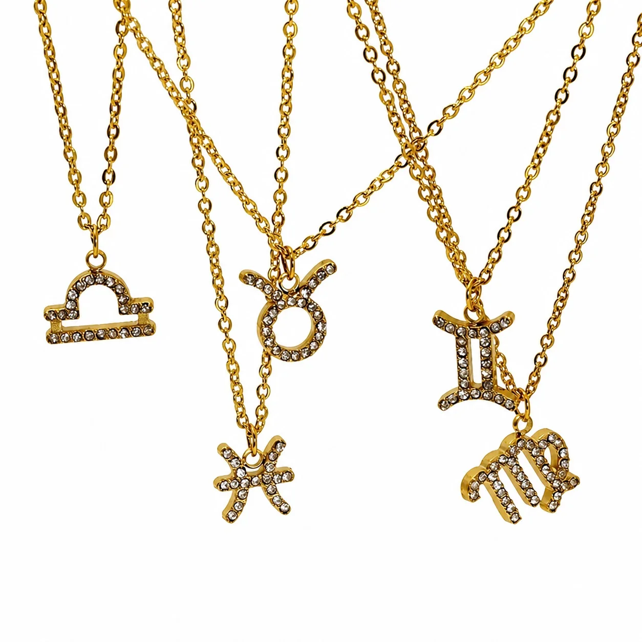 Celestial 18K Gold-Plated Pavé Zodiac Pendant Necklace