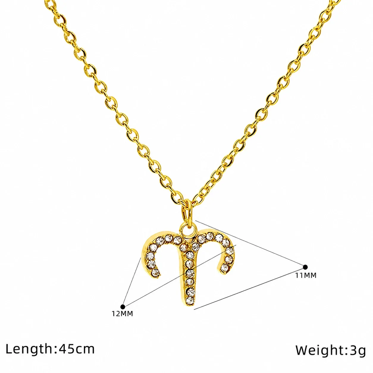 Celestial 18K Gold-Plated Pavé Zodiac Pendant Necklace - Gold Aries