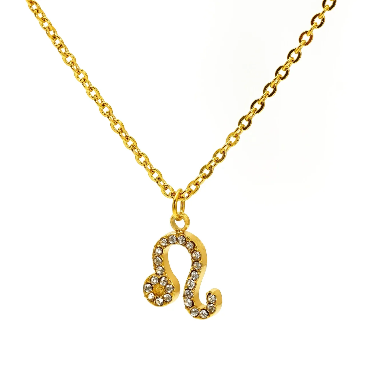 Celestial 18K Gold-Plated Pavé Zodiac Pendant Necklace - Gold Leo