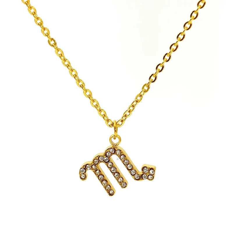 Celestial 18K Gold-Plated Pavé Zodiac Pendant Necklace - Gold Scorpio